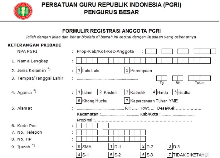 Pendaftaran PGRI Pagar Alam - Persatuan Guru Republik Indonesia Cabang Pagar Alam